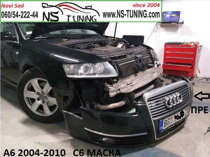 audi a6 c6 prednja maska s6 branik ugradnja novi sad tuning auto servis